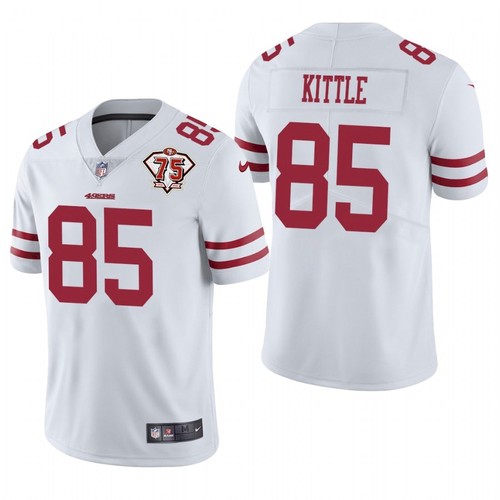 Men's San Francisco 49ers #85 George Kittle 2021 White 75th Anniversary Vapor Untouchable Stitched NFL Jersey